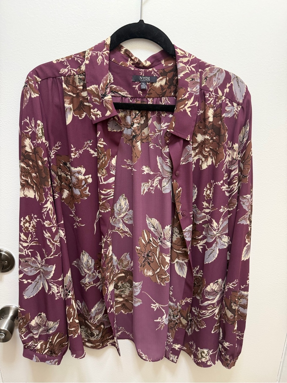 NYDJ Mauve Floral Button-Up Blouse